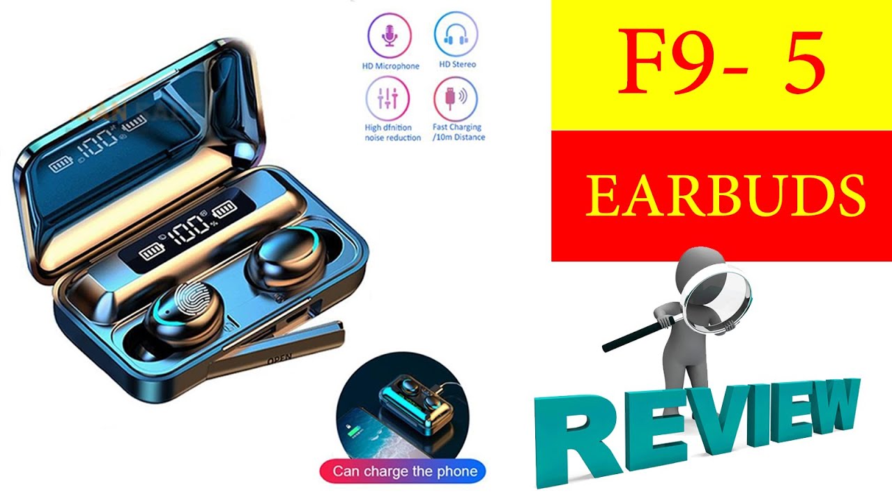 F9 5 TWS Bluetooth Earphones 5.0 Unboxing Review Color Black f9 bluetooth 5