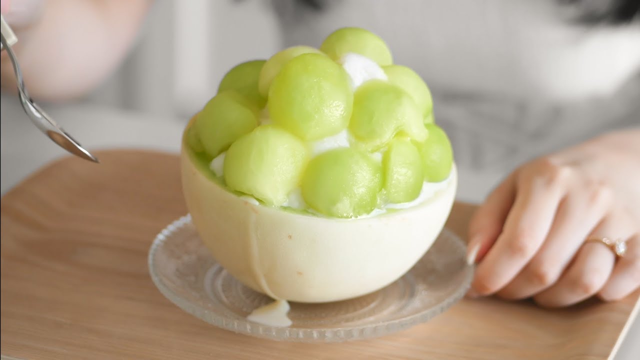 Melon Bingsu // Korean shaved ice (no machine)