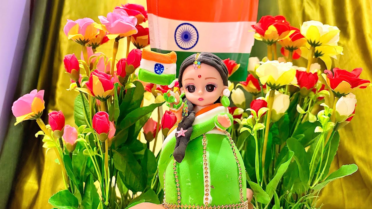 Amazing DIY Tricolour Doll👩🏻‍🦰 Makeover from super clay 🇮🇳#26january #republicday #craft 