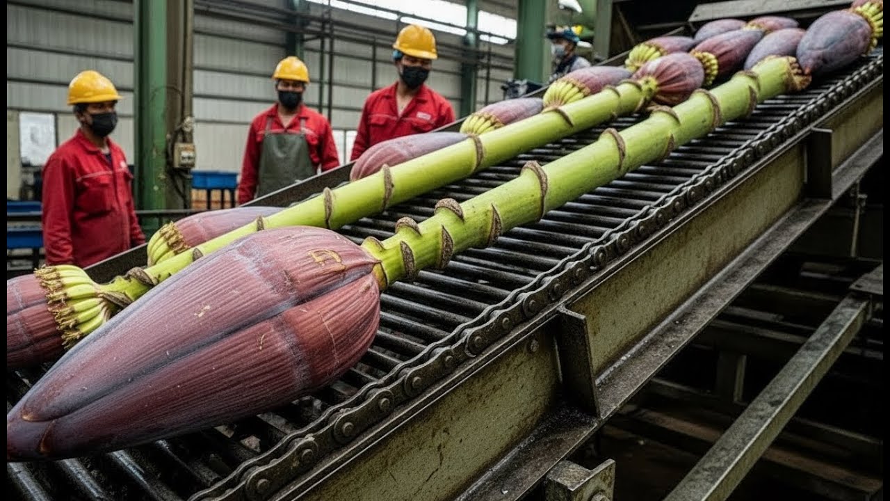 Inside a Rough, Old-School Banana Blossom Processing Factory Exposed You’ve Never Seen Before