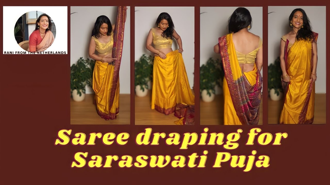 Saree draping tutorial for SARASWATI PUJA (Bengali's valentines day) | Happy Valentines day to all