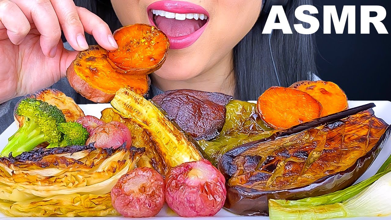ASMR ROASTED VEGGIE PLATTER (SOFT EATING SOUNDS)