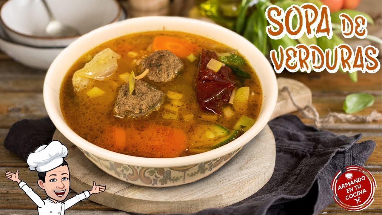 Sopa De Fideo con Verduras y Albondigas