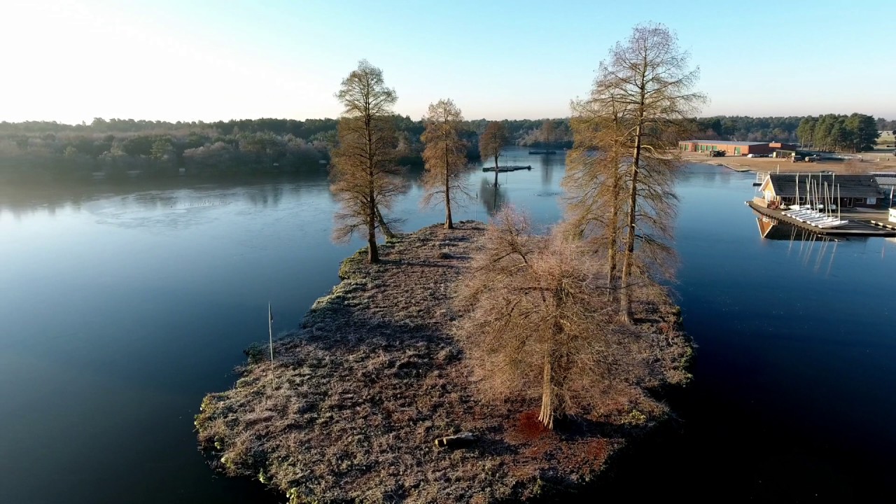 Phantom 4 flying over frozen Hawley Lake