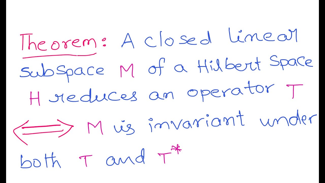 Functional Analysis - Class - 65 : M reduces T iff M is invariant under T and it’s adjoint