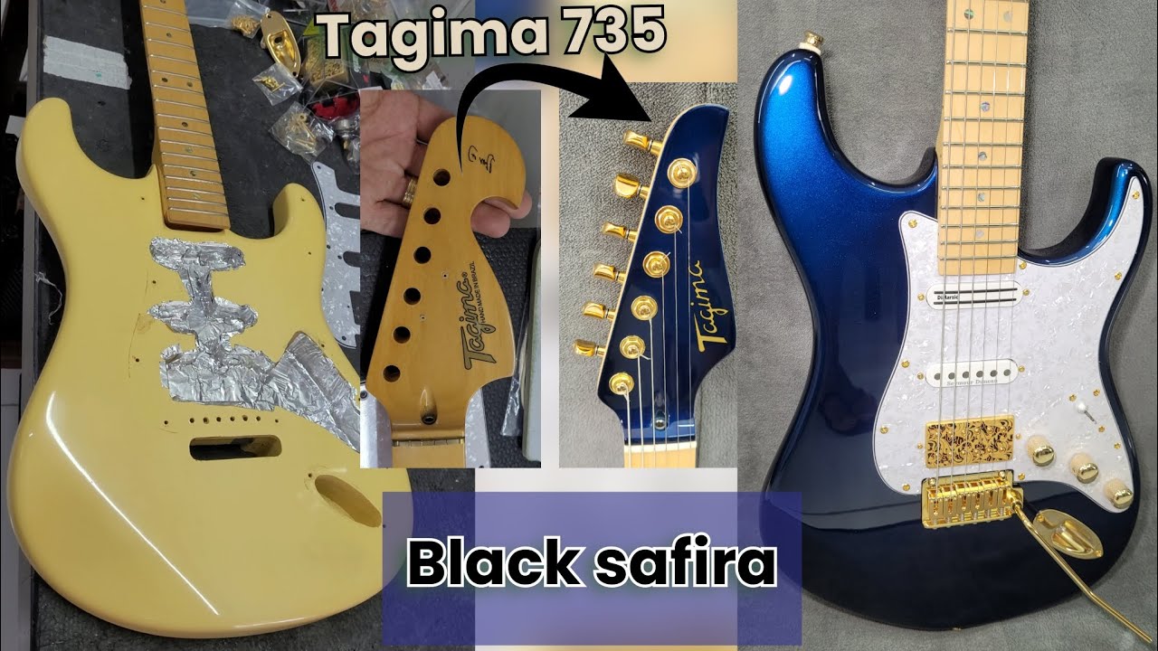 Tagima strato T735 2025 - Transformação/Pintura Azul Black safira- Captador Dimarzio utoPIA