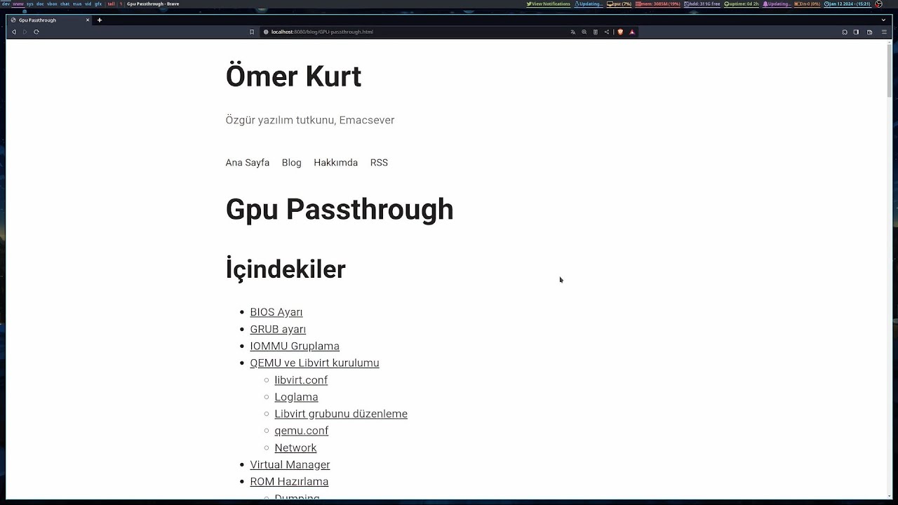 Single GPU Passthrough Kurulumu