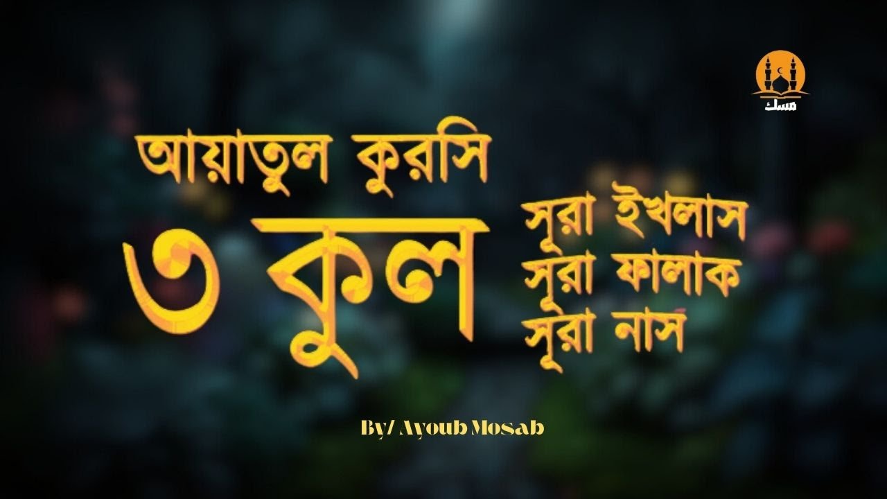 আয়াতুল কুরসি এবং তিন কুল সূরা (নাস, ফালাক, ইখলাস) | Nice Recitation of Ayatul kursi and 3 Quls-