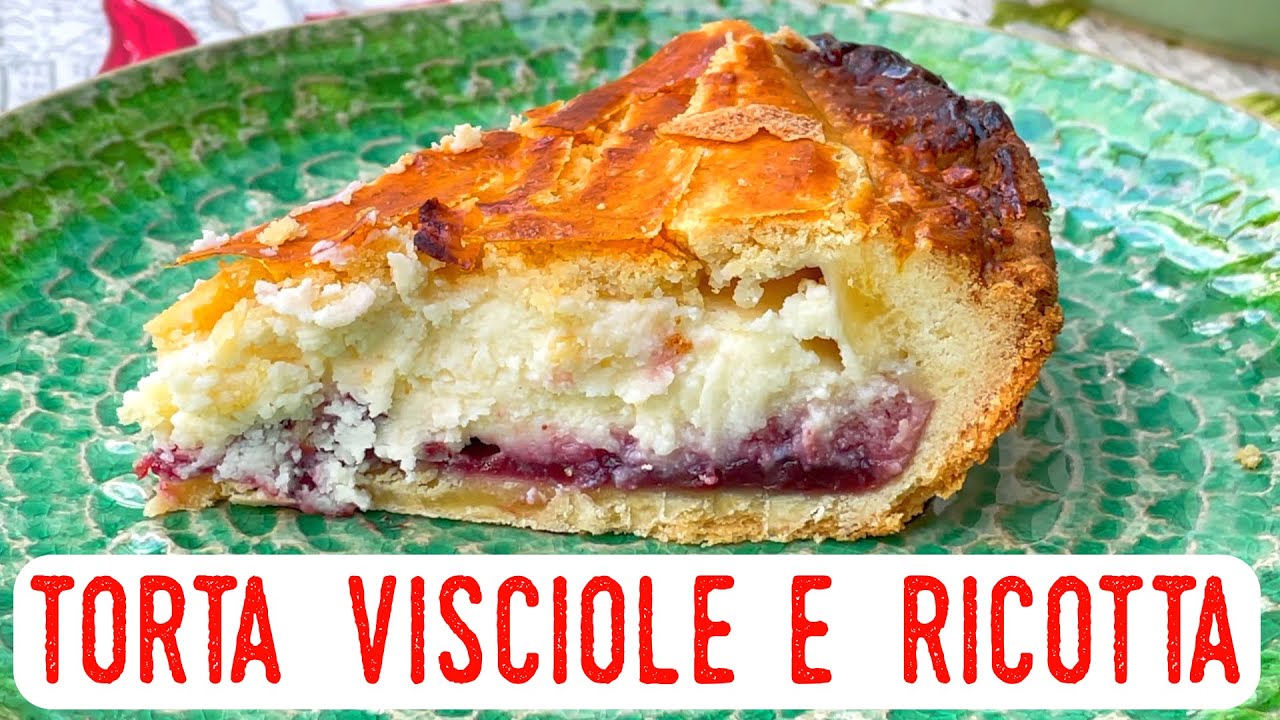Torta visciole e ricotta - specialita' romana (sweet ricotta + sour cherry cake from Rome - Eng sub)