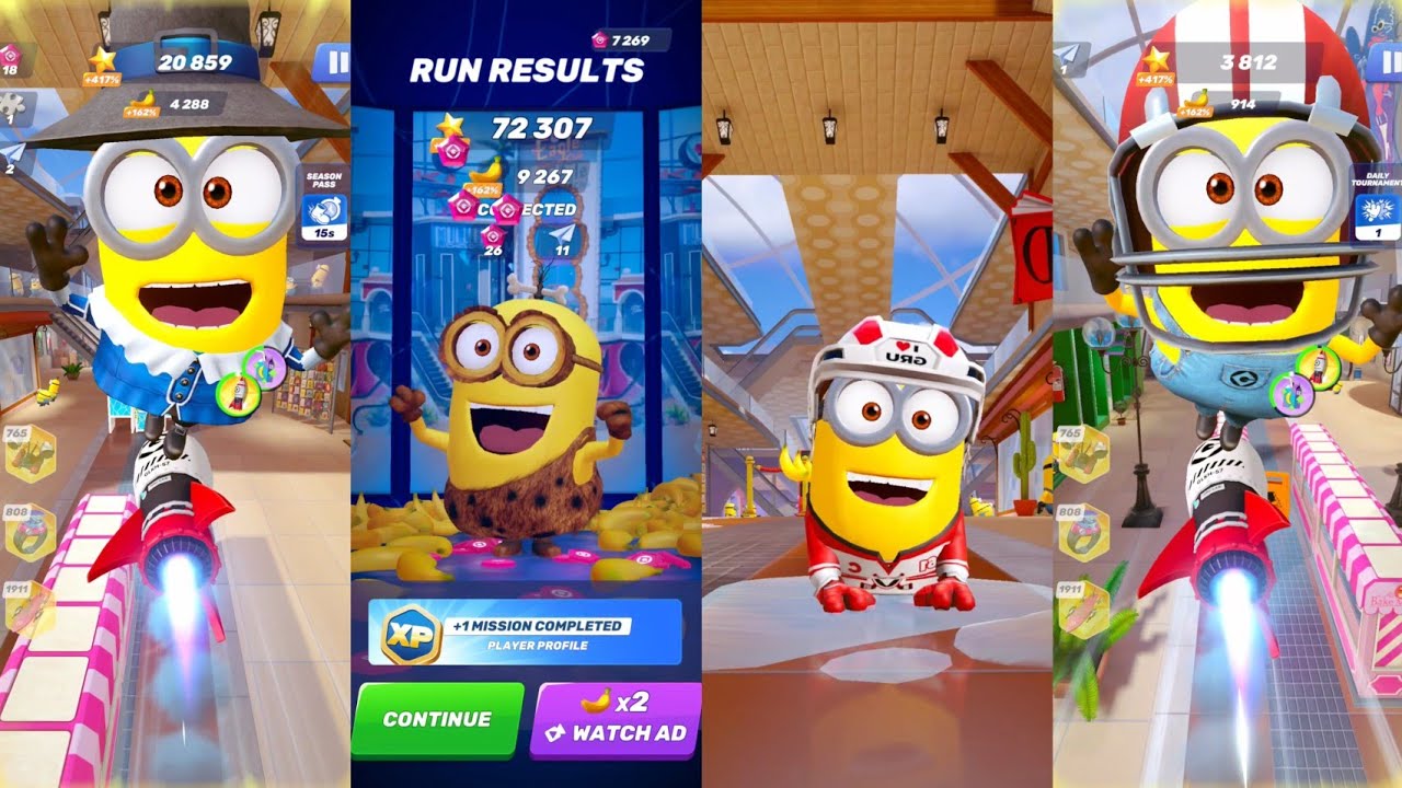 Pilgriminion vs Cro-Minion vs Hockey player vs Quarterback | New Minion rush |