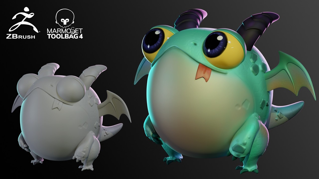 Sculpting a Cute Dragon in ZBrush – 3D Character Modeling (Timelapse)