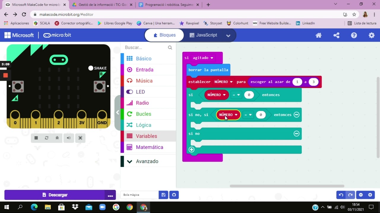 VIDEOTUTORIAL LA BOLA MÀGICA MICROBIT