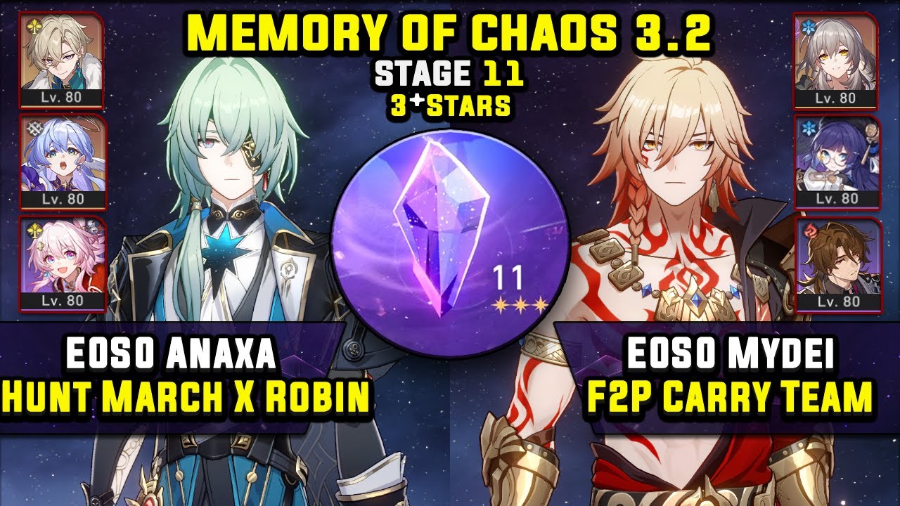 E0 Anaxa Carry W/ Robin & E0 Mydei F2P Carry (3 Stars) Memory Of Chaos 11 Honkai Star Rail 3.2