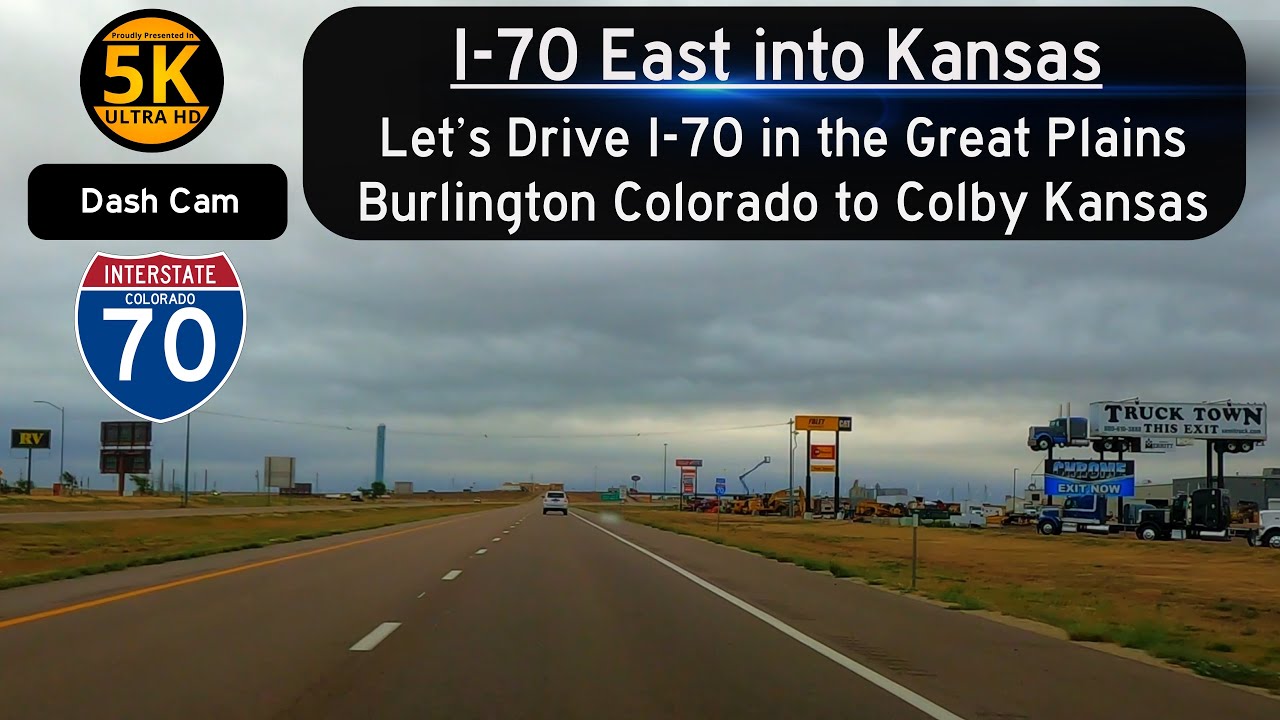 Let's Drive East on I-70 into Kansas and Central Time from Burlington Colorado to Colby Kansas