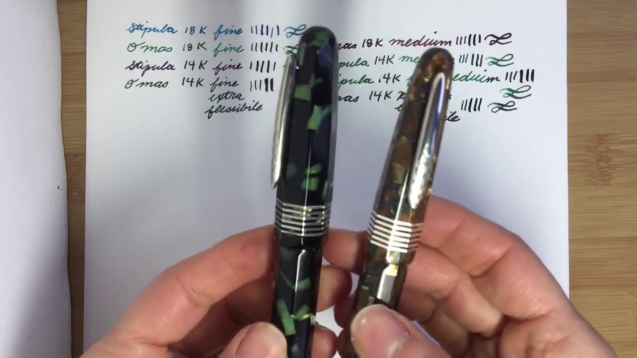 Comparing Omas and Stipula Regular 18k & 14k gold nibs to Extra Flessibile & Sti-flex 14k gold nibs