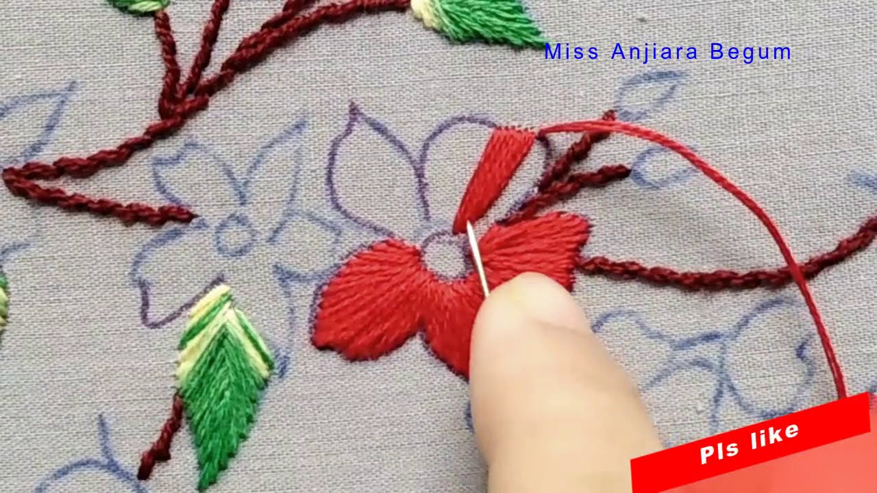 Red and Pink Hand Embroidery Flowers,Hand Embroidery Decorations,Exclusive Designs-87, #Miss_A