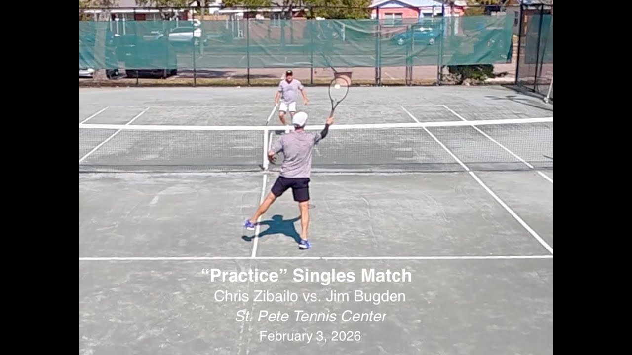 February 3, 2026 “Practice“ 3.5ish singles match between Chris Zibailo & Jim Bugden