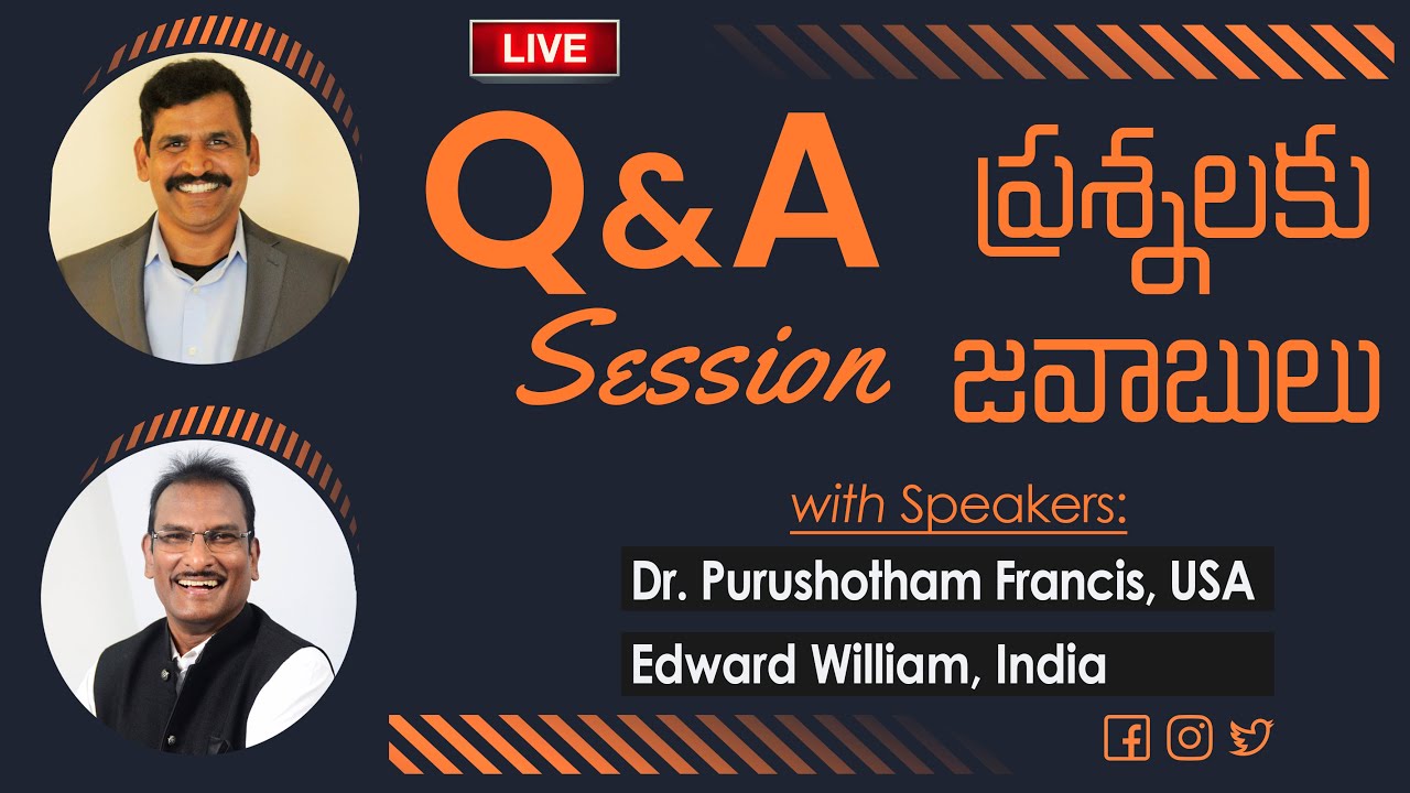🔴Youth Retreat LIVE:  ప్రశ్నలకు జవాబులు Q&A Ses | Dr. Purushotham Francis USA | Edward William India