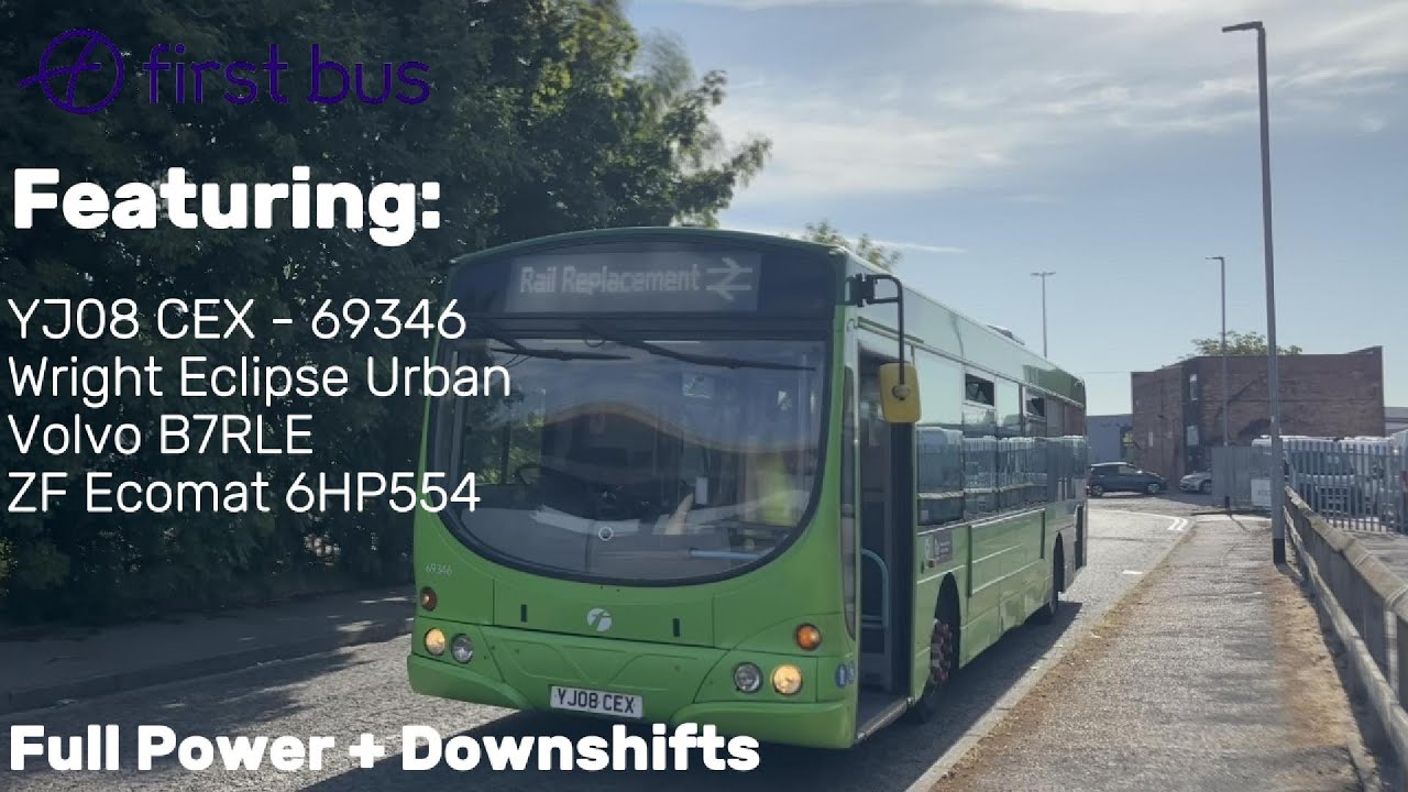 B7 POWER! Featuring First Leeds' YJ08 CEX 69346 Volvo B7RLE Eclipse Urban
