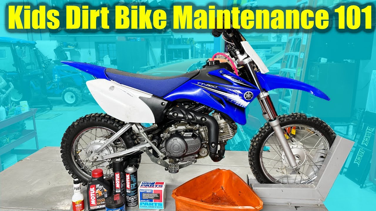 Kids dirt bike maintenance made simple!  Yamaha TTR 110 Oil Change, Air Filter & Battery Service!