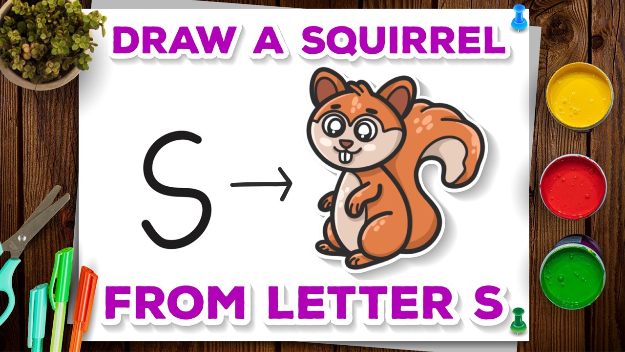 How to Draw a Squirel from Letter S. Easy Drawing Tutorial
