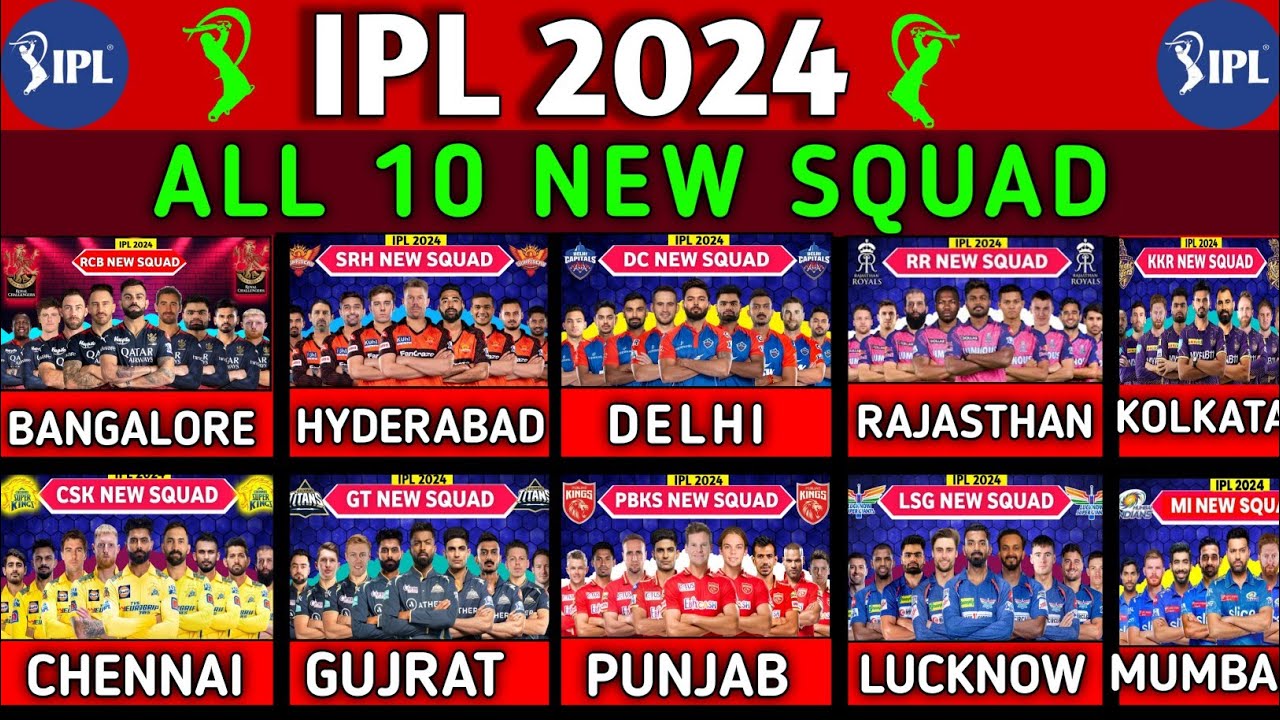 IPL 2024 - All Team Squad | IPL 2024 All 10 Teams Players List |RCB,CSK,MI,DC,PBKS,KKR,GT,SRH,RR,LSG