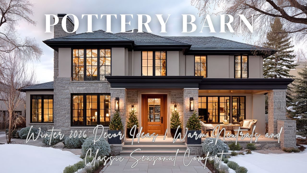 Идеи оформления интерьера Pottery Barn на зиму 2026 года: теплые нейтральные тона и классический ...
