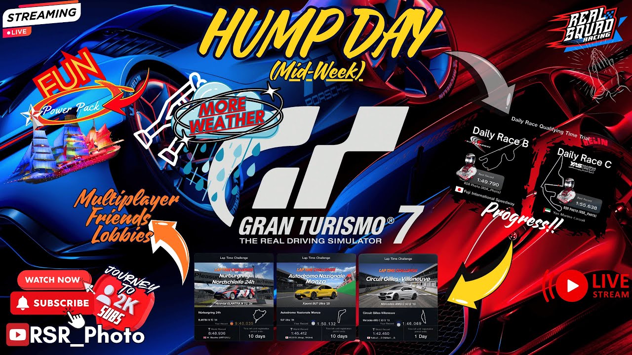 GT7 Gran Turismo 7 Vert ❤️‍🩹Now RAIN🌧️HUMP DAY Daily Race Quali-Laps, Time Trials + POWER Pack FUN!!