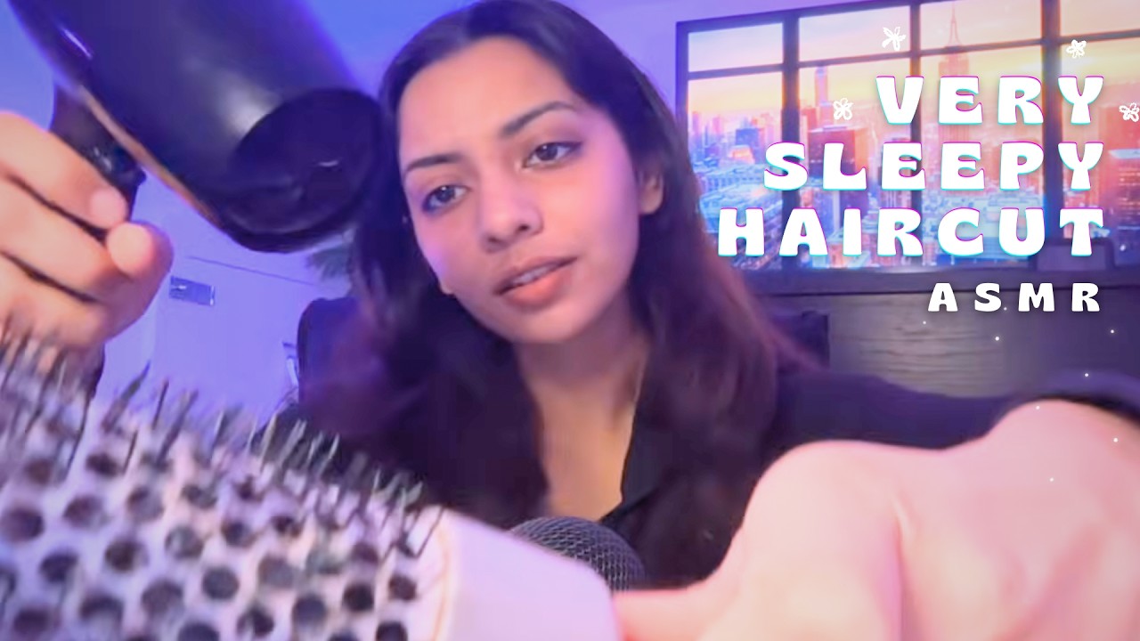 ASMR realistic haircut to sleep ✂️ | hair brushing, scissor sounds, sprays, clips, soft hair drier