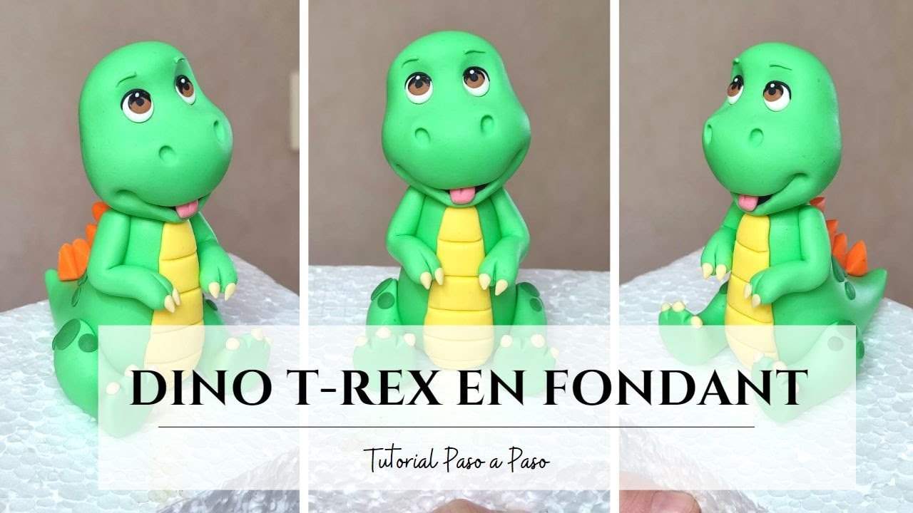 Cómo Hacer un Dinosaurio Bebé Trex en Fondant // Dinosaur Cake Topper// Dino Cake// Figuras Fondant