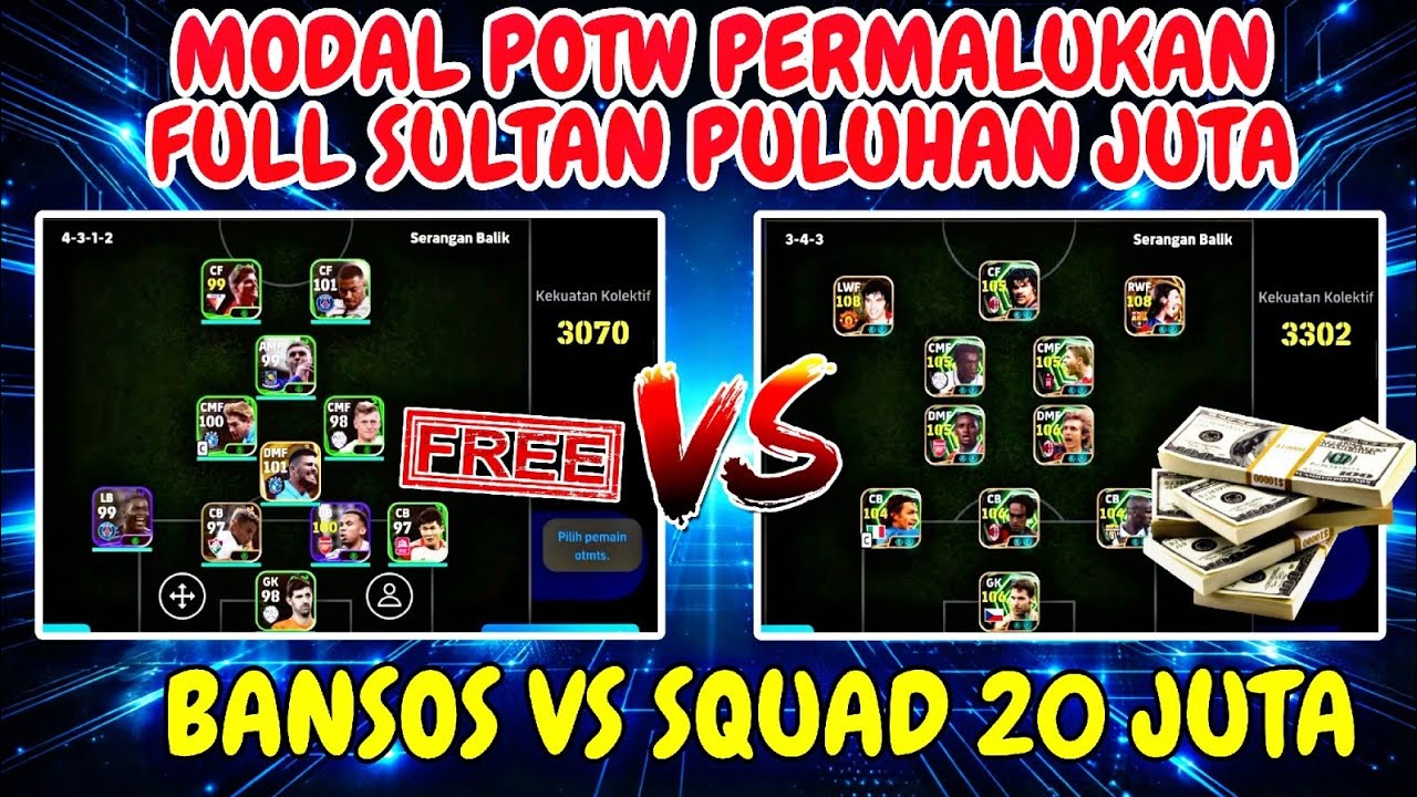 FULL POTW PERMALUKAN SQUAD SULTAN RATING 3300 HARGA 20 JUTA GAMEPLAY DIVISI EFOOTBALL 2026 MOBILE
