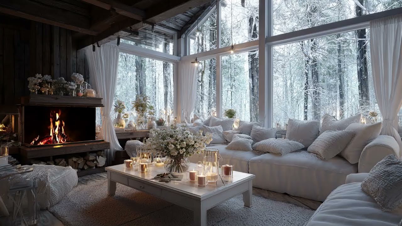 Winter Cabin Isolation: Relaxing Piano Melodies with Fireplace Sounds for Inner Calm