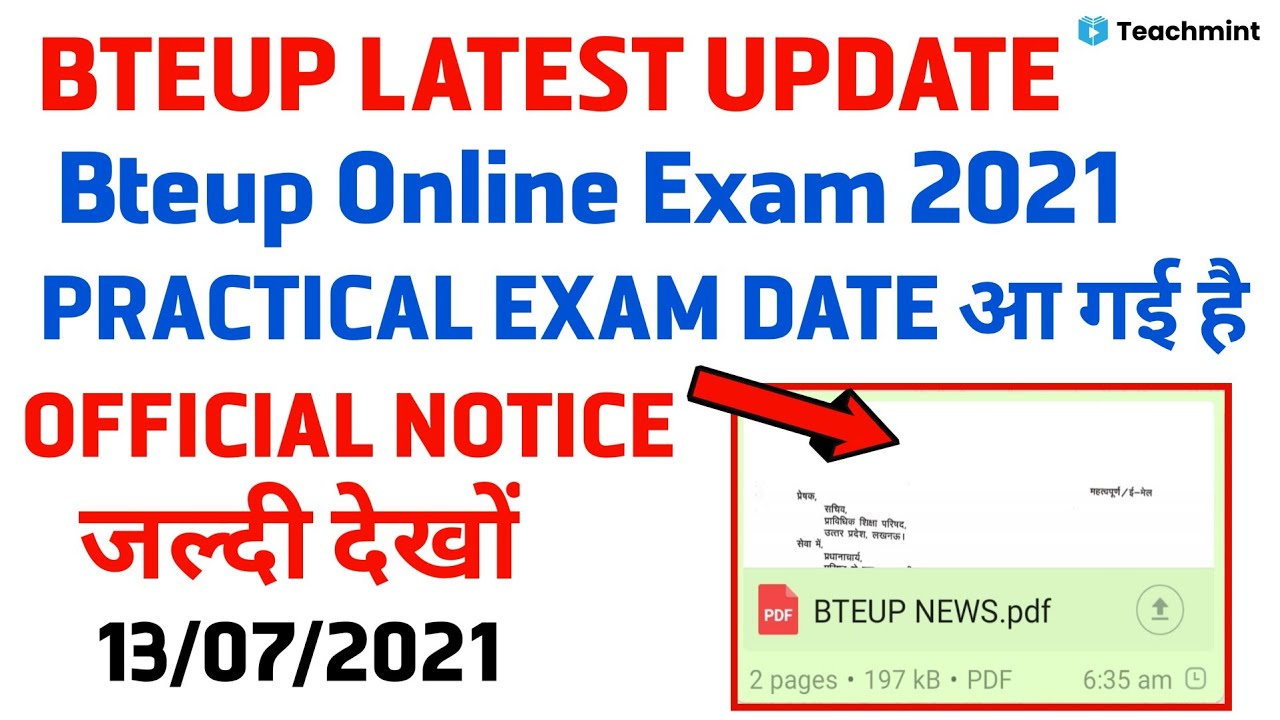 Bteup Exam Date 2021 | Bteup Exam Latest News today | Upbte New Update Today/Diploma News |Teachmint
