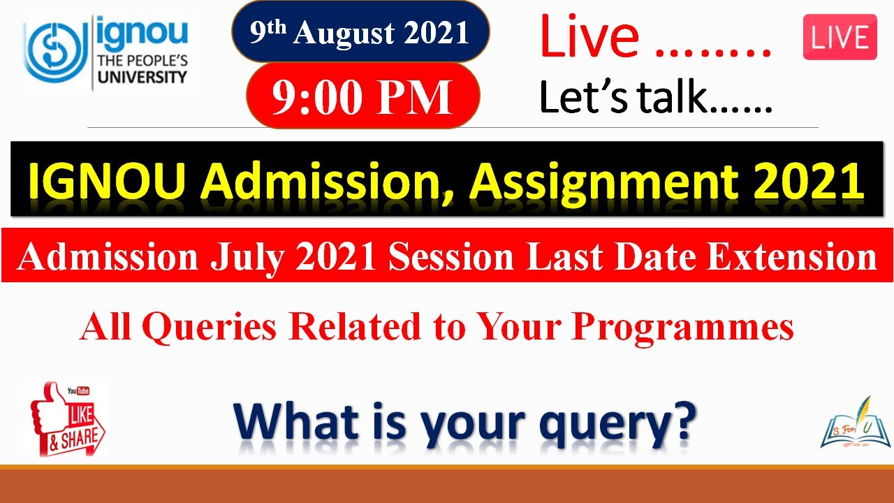 #17 Live IGNOU Admission, Re-registration Assignment 2021 | Fresh Admission 2021 Last Date Extension