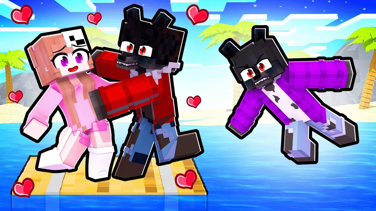 UMA GAROTA em UMA JANGADA de LOBOS no MINECRAFT!
