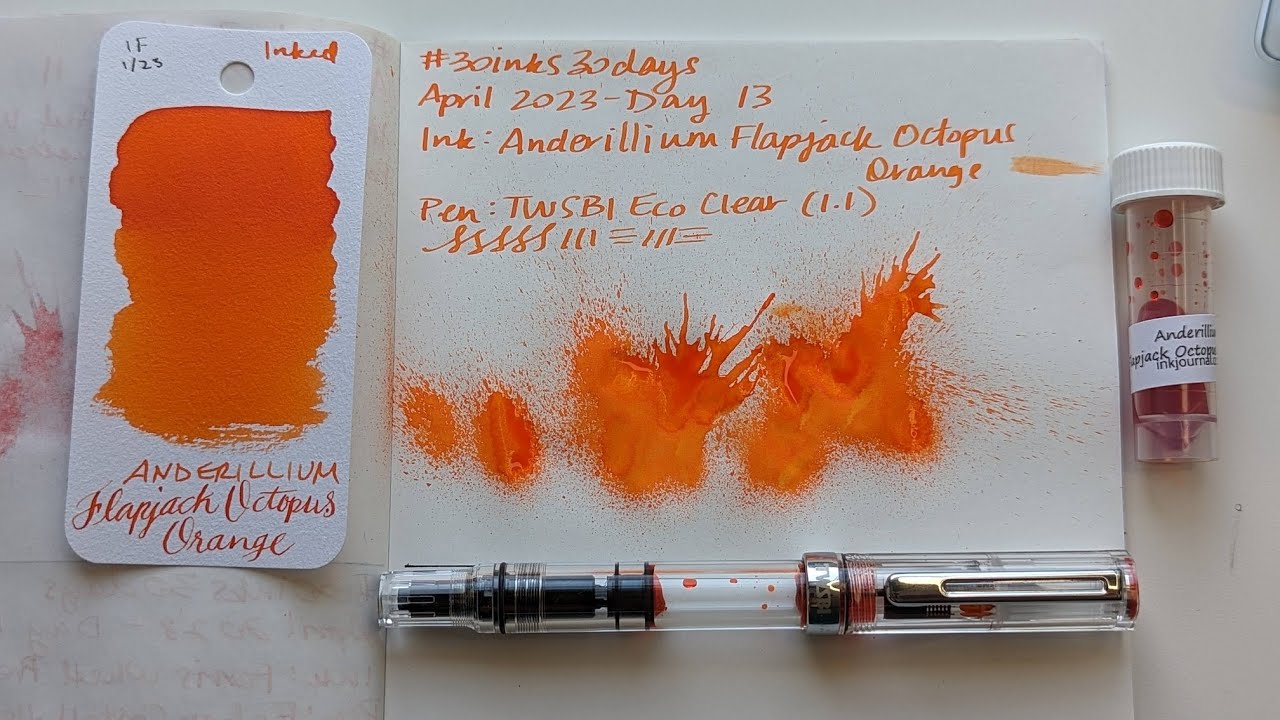 #30inks30days April 2023, Day 13 - Flapjack Octopus Orange