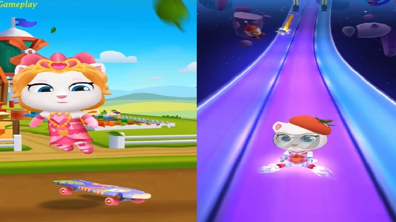 Talking Tom Gold Run Chinese Version VS PARTY PARADE PERSIMMON ANGELA VS Valentine Angela Gameplay