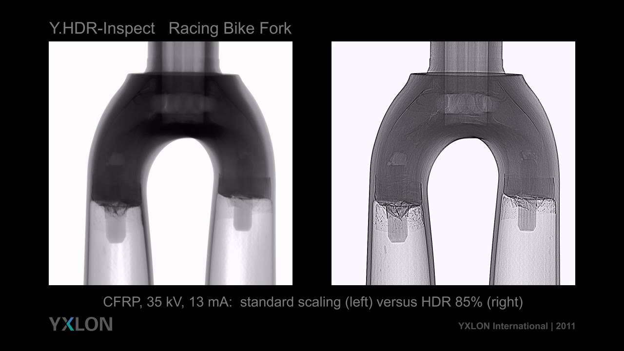 YXLON - Live X-ray imaging of Carbon Fiber Racing Bike fork
