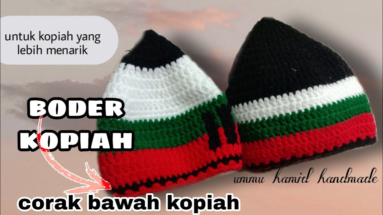 KOPIAH TEMA PALESTIN||corak bawah kopiah||simple mudah