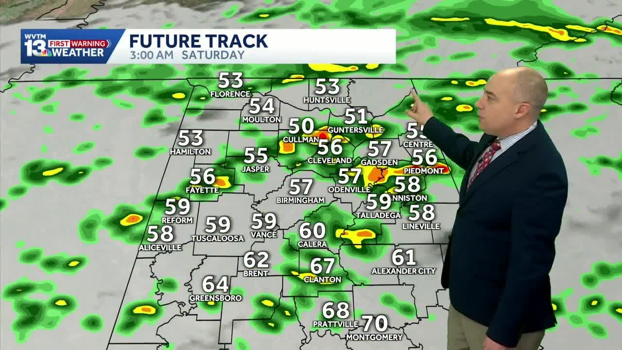 Tracking a low threat of severe storms in Alabama's weekend forecast; Freezing weather after the ...