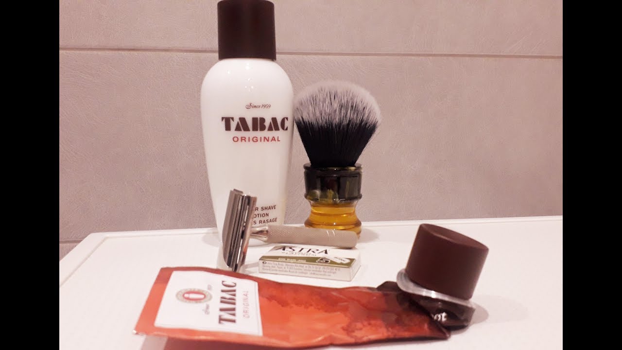 Tabac Original Shave Cream, Yaqi Brush Sagrada Familia R1730, Old Time Polish DE Satefy Razor