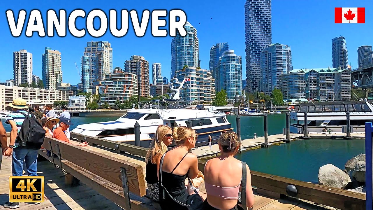 🇨🇦 【4K】☀️ Granville Island & Downtown  Vancouver.  BC, Canada. Relaxing Walk. | Go Pro Hero 10 |