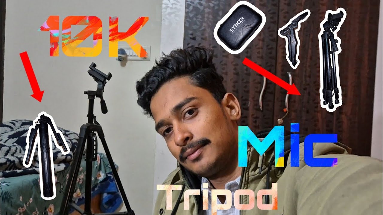 My youtube setup 😱 TRIPOD AND MIC ☝️