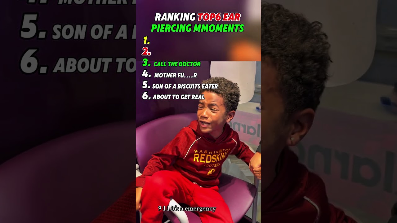 Ranking Top5 ear piercing moments #Ranking #Top5 #funny #earpiercing #comedy #viral #shorts