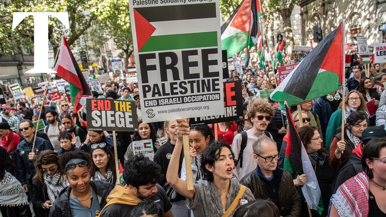 LIVE: Protesters march through London in solidarity with Palestinians