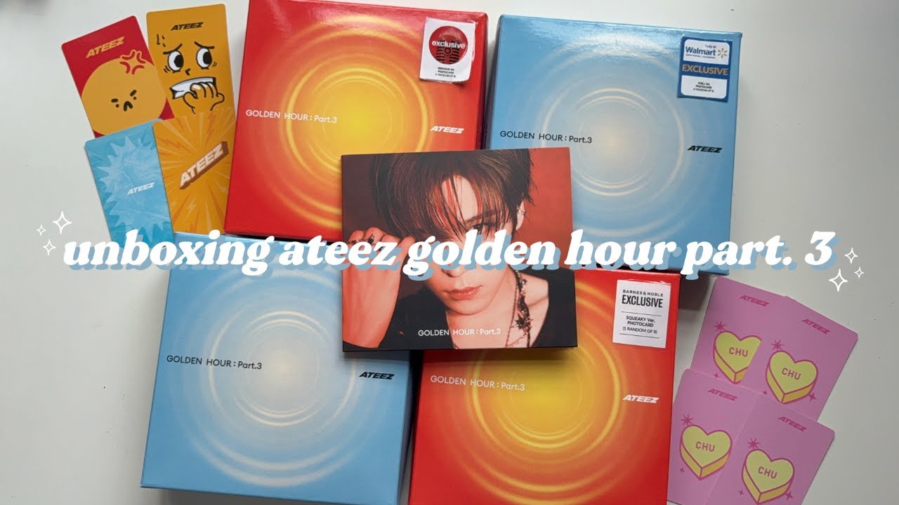 unboxing ateez golden hour part. 3 ☀ target, barnes & noble, and walmart exclusives!