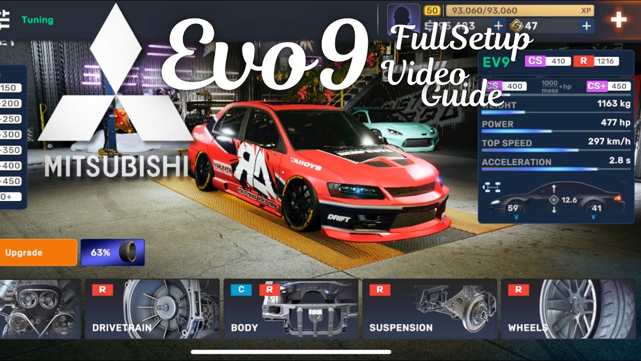 Mitsubishi Evo 9 Customization CS Tune Full Config | CarX Street Mobile Build Setup Guide