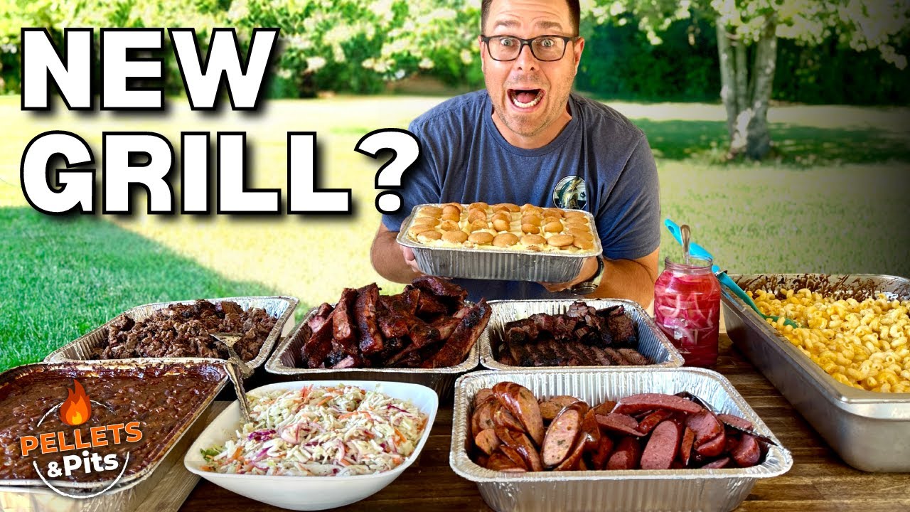 New GRILL Handling a HUGE BBQ Feast for 30 People!  Brisket, Ribs, Chicken, Sausages, and more!