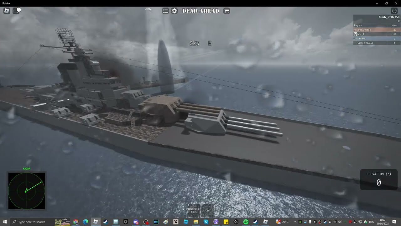 Dead Ahead (ROBLOX) Battleship artillery sounds (loud)