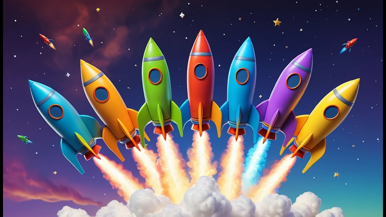 Six Little Toy Rockets Whoosh Whoosh Whoosh | Space Counting Song & Toddler Rhymes